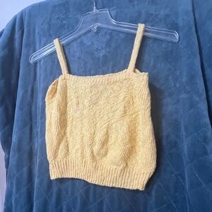 Women's Cable Knit Yellow Vintage Enz Size Medium Short Sleeve Blouse
